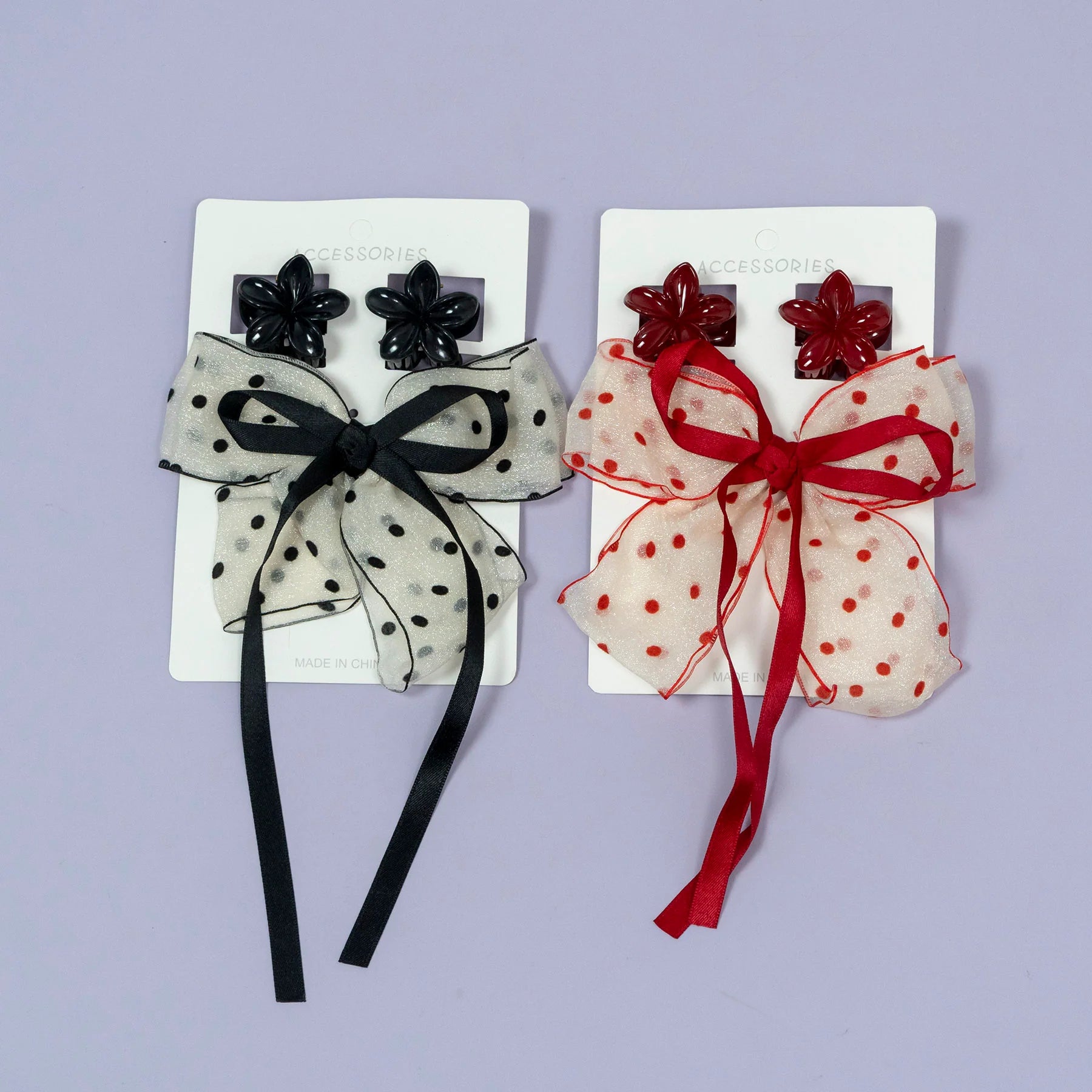 Floral Bow Organza Hair Accessory Set