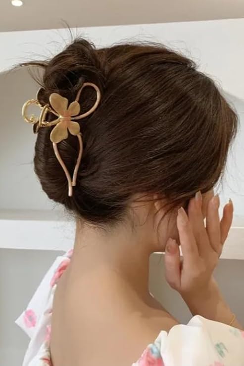 Kreasy Hair Clip with Bow and Butterfly Enamel Design