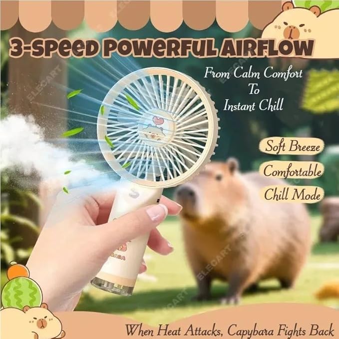 Capybara Mini USB Fan – Cute Portable Rechargeable Hand Fan