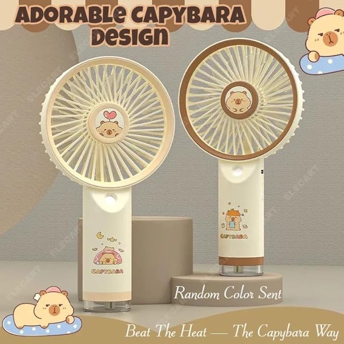 Capybara Mini USB Fan – Cute Portable Rechargeable Hand Fan