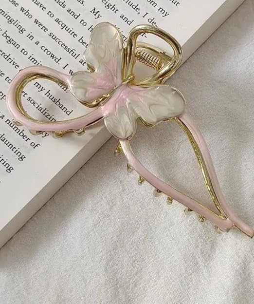 Kreasy Hair Clip with Bow and Butterfly Enamel Design
