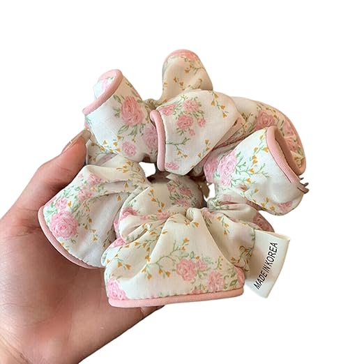 DREAM Floral Hair Rubber Striped Bear Elastic