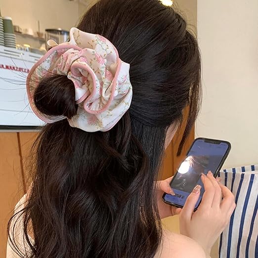 DREAM Floral Hair Rubber Striped Bear Elastic