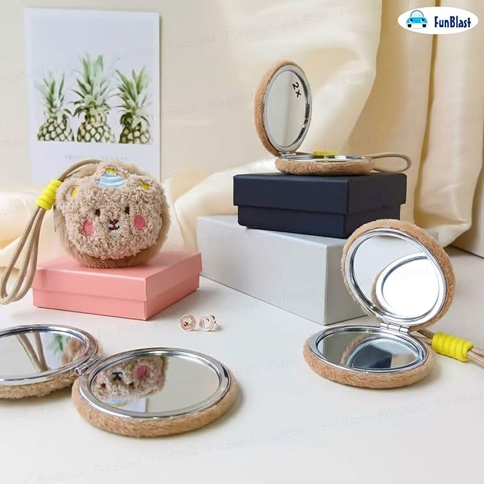 Cute Bear Plush Compact Mirror