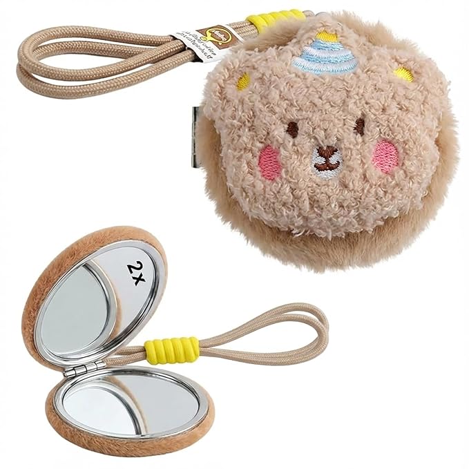 Cute Bear Plush Compact Mirror
