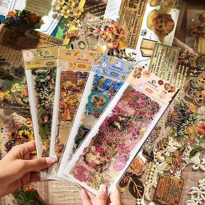 Vintage Aesthetic Flower Plastic Stickers