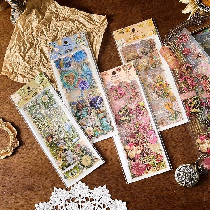 Vintage Aesthetic Flower Plastic Stickers