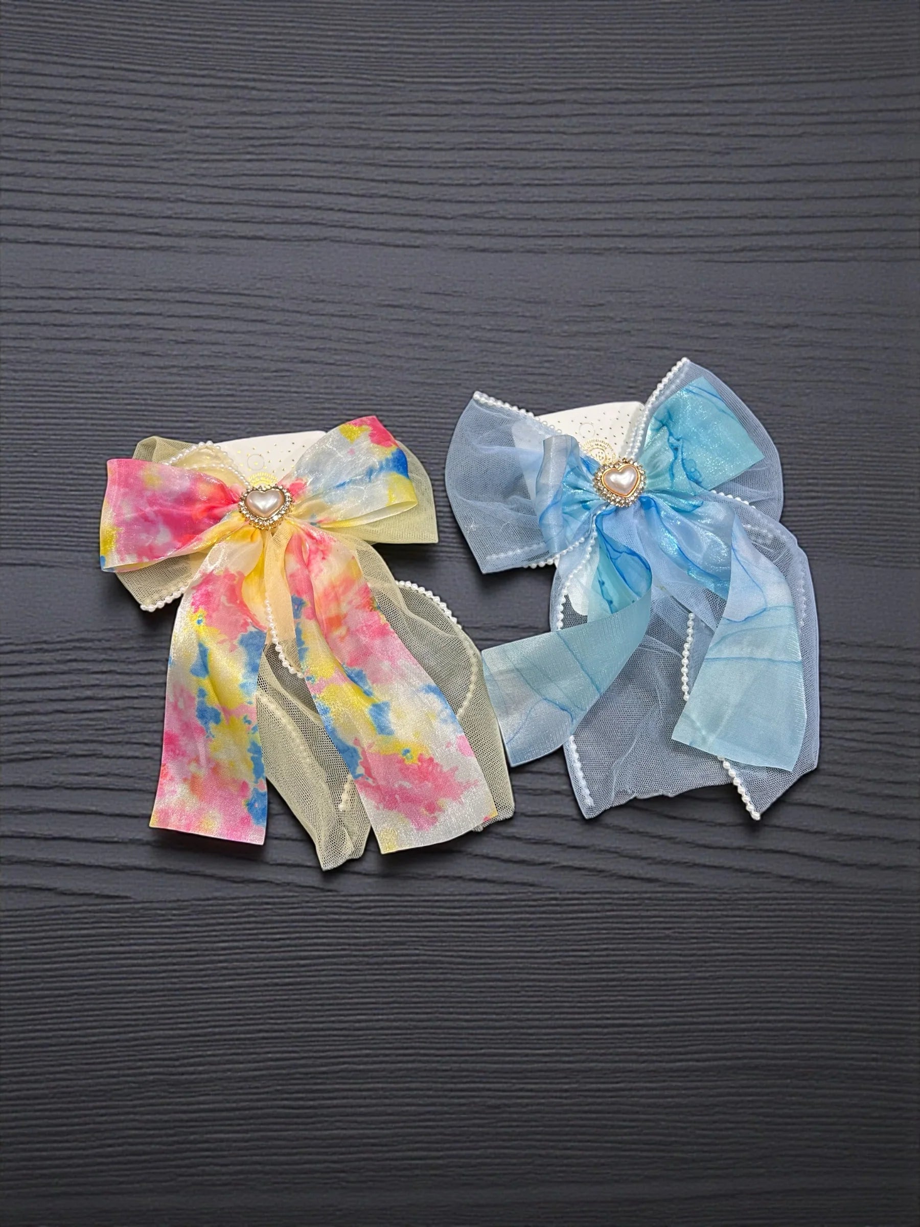 Sheer Organza  Tail Bow Hair Clips