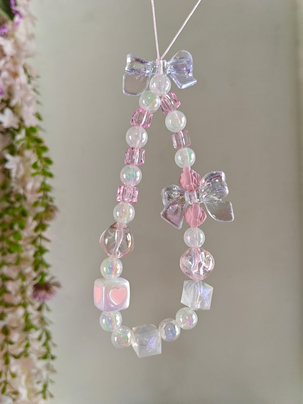 Pink bow cute phone charm