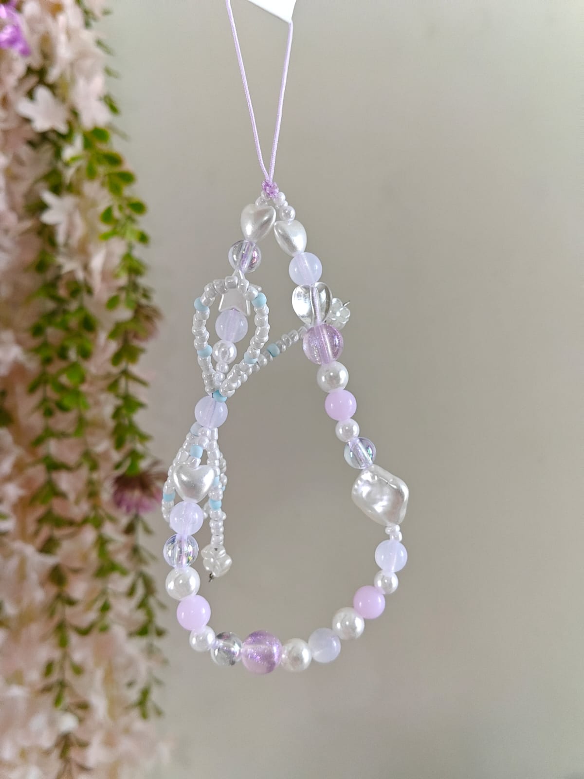beaded bow phone charm
