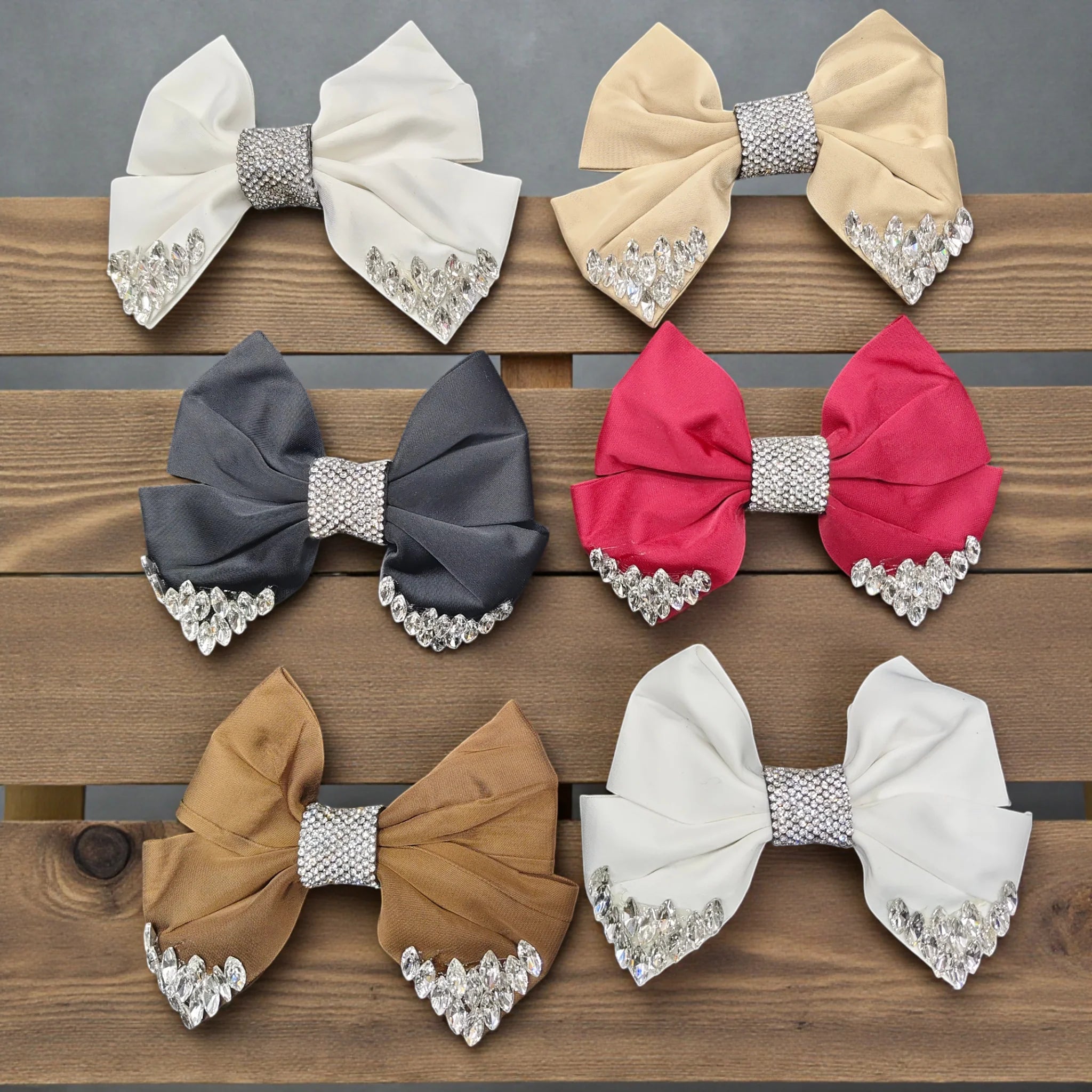 Premium Bow Hair Clutchers with Rhinestone Detailing