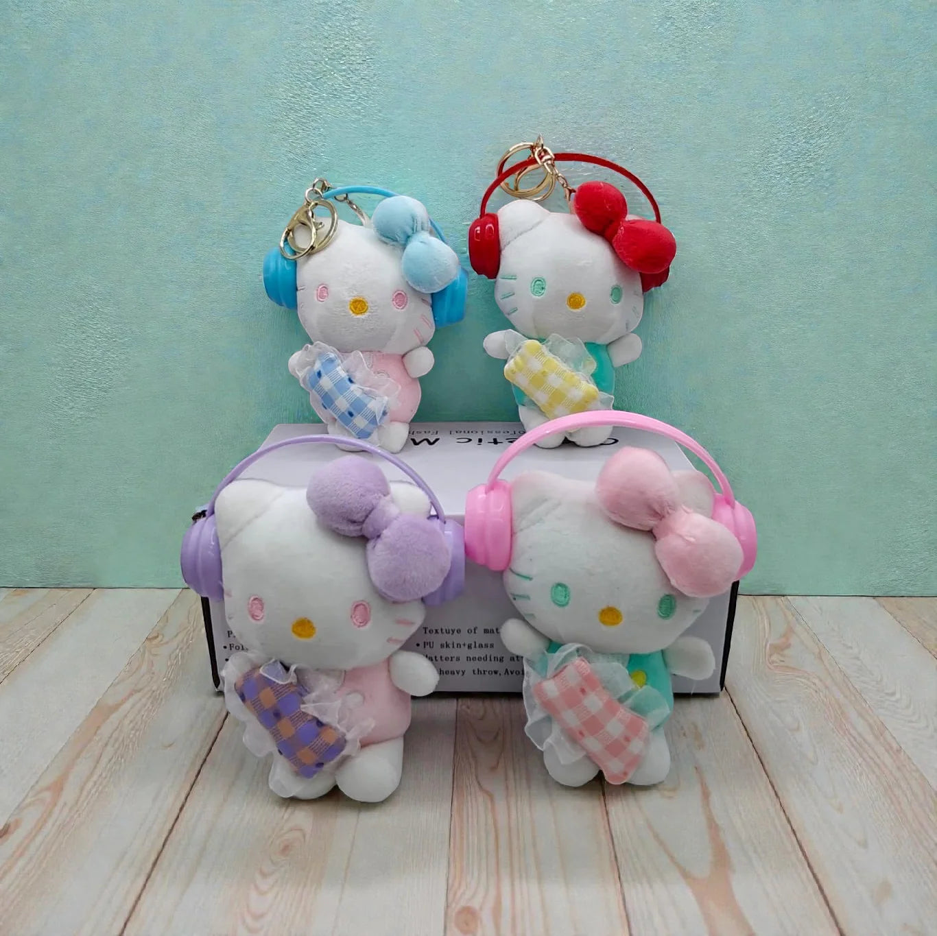 Hello kitty headphone plushie key chain