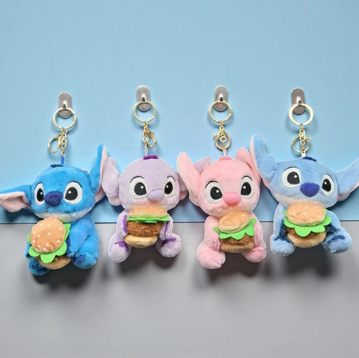 Stitch burger plushie keychain